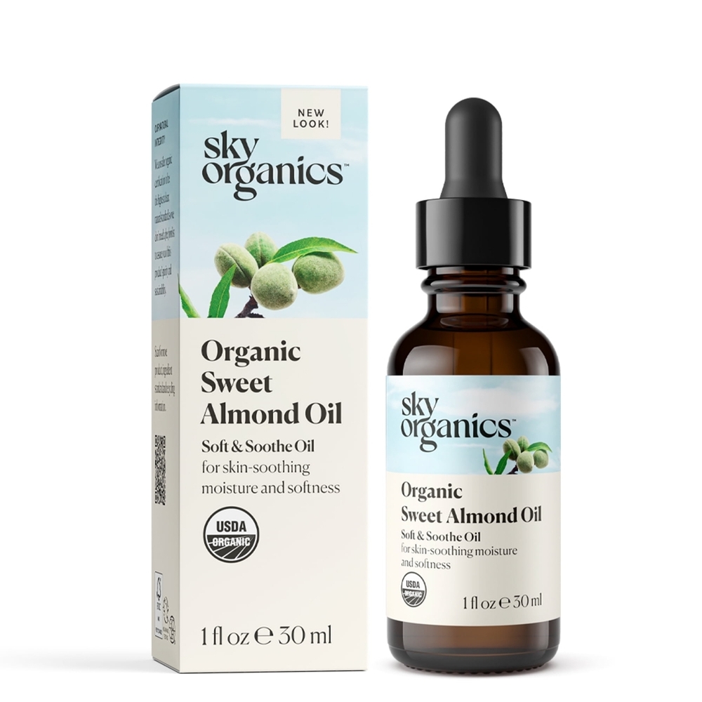 New In Box Sky Organics Skincare Organic Sweet Almond Oil 1 oz 30ml